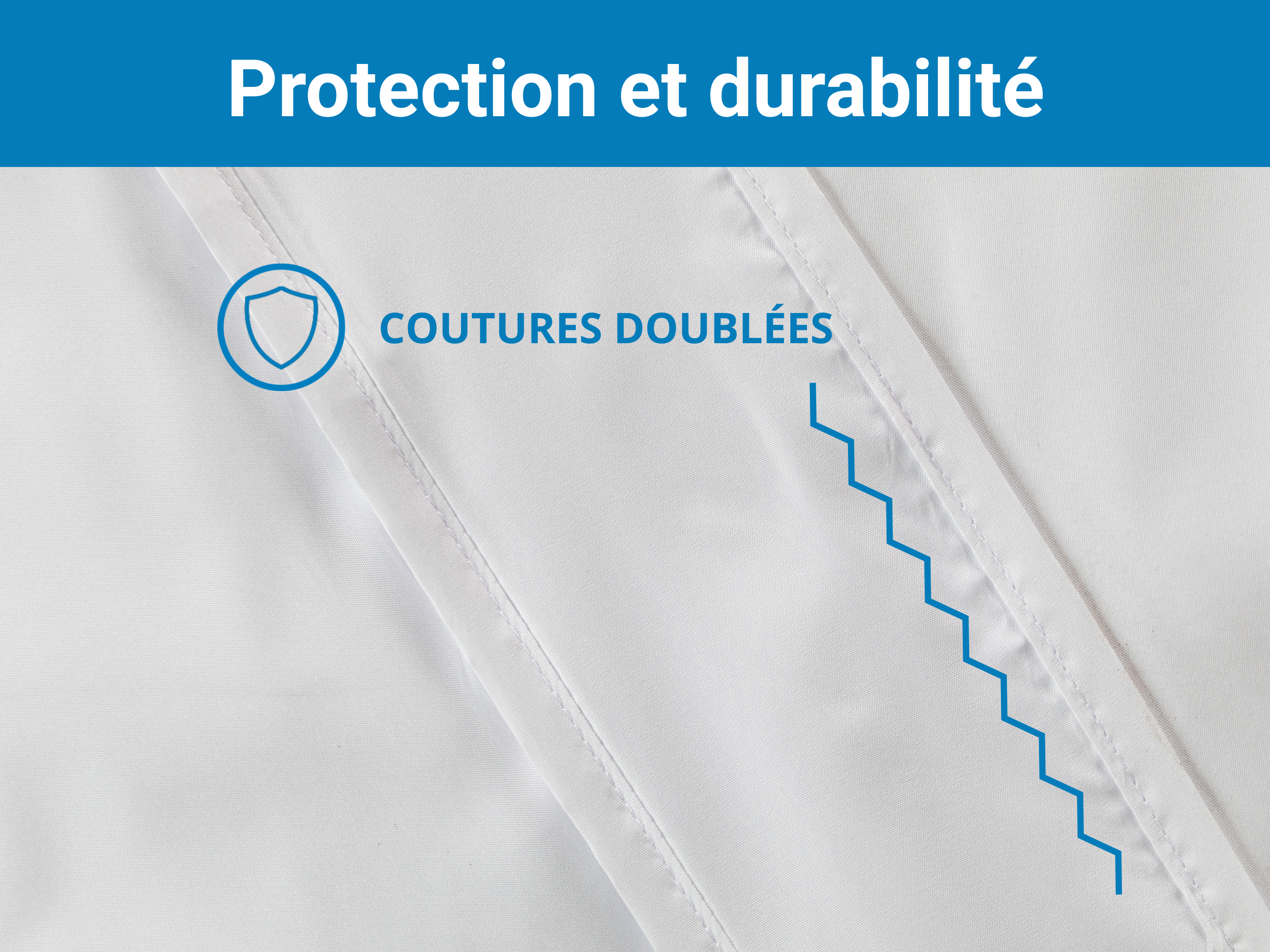 Housse anti acariens, protection et durabilité avec les coutures intérieures doublées.