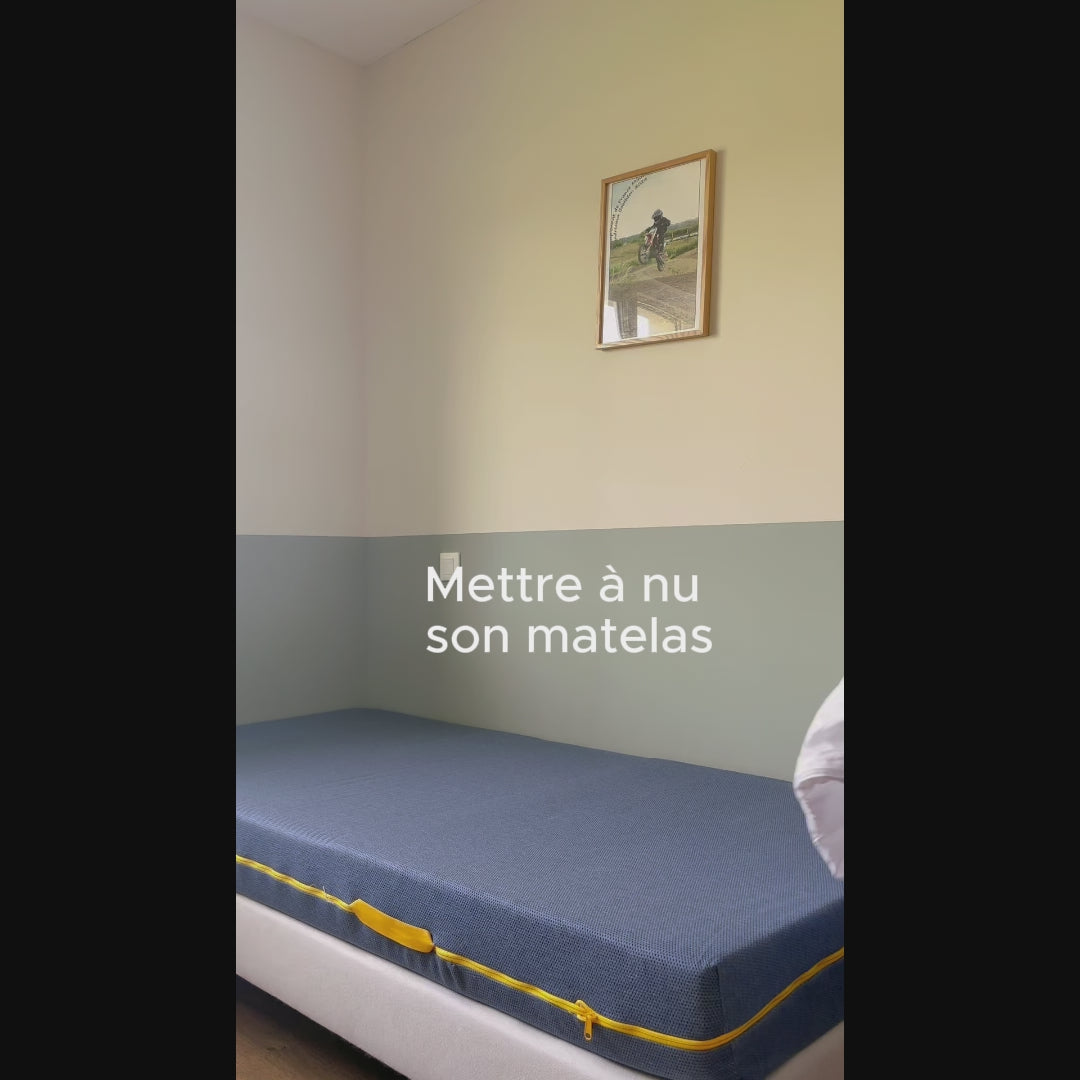 Housse anti-acariens mise en place sur toute la literie.