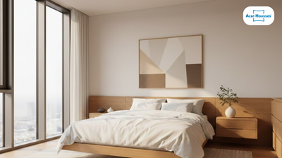 Chambre hypoallergénique avec lit et literie blanche dans un intérieur minimaliste, environnement propre pour réduire les allergènes et les acariens.