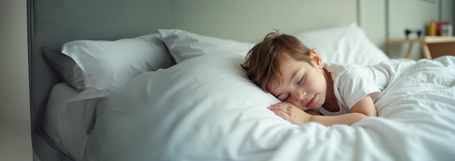 enfant dormant paisiblement dans un lit protégé par une housse anti-acariens Acar-Housses®