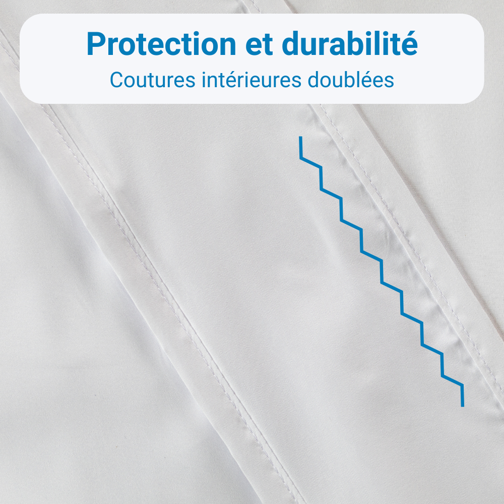 Détail des coutures intérieures doublées d’une housse anti-acariens Acar-Housses® assurant protection et durabilité