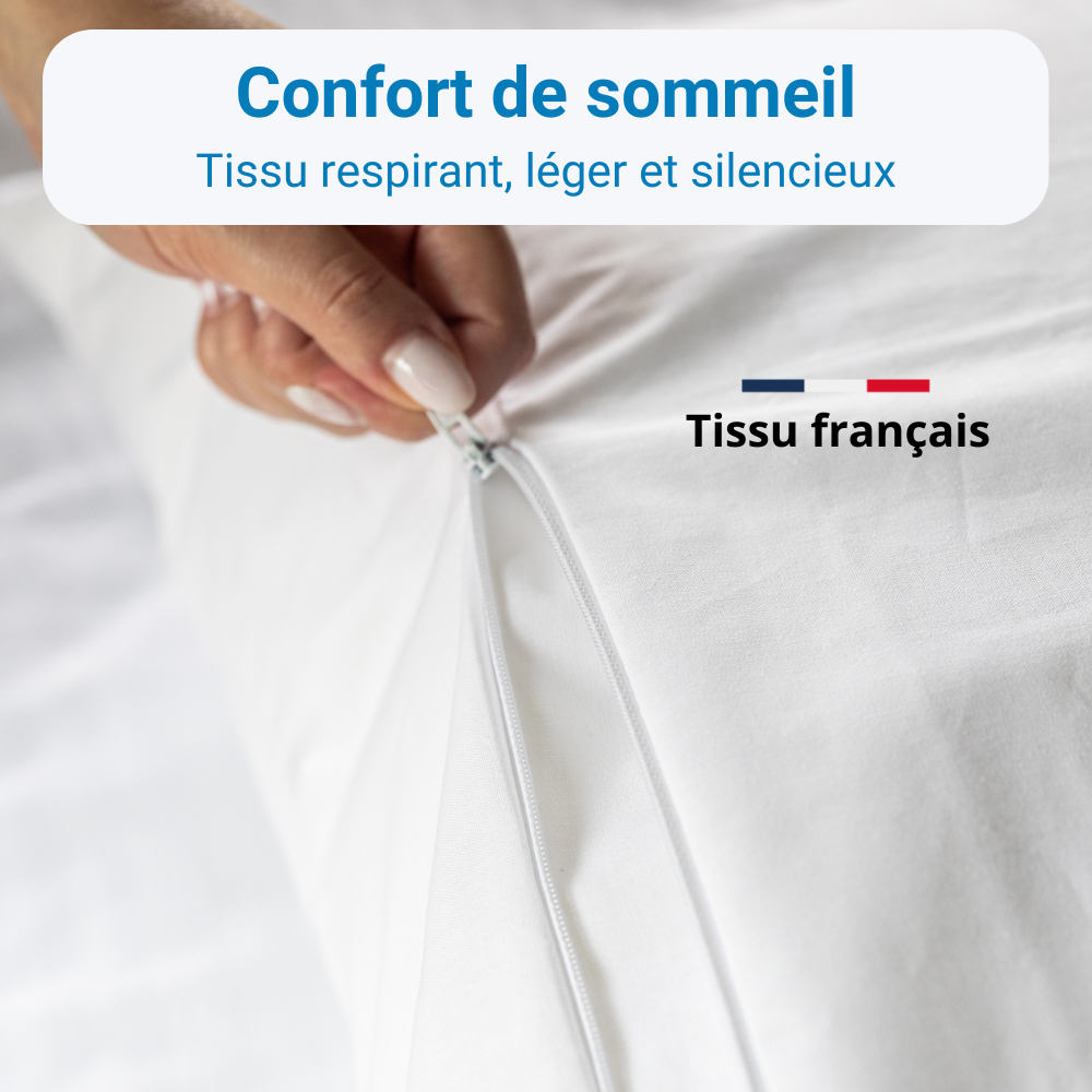 Housse anti-acariens Acar-Housses® en tissu français, respirant, léger et silencieux pour un confort de sommeil optimal