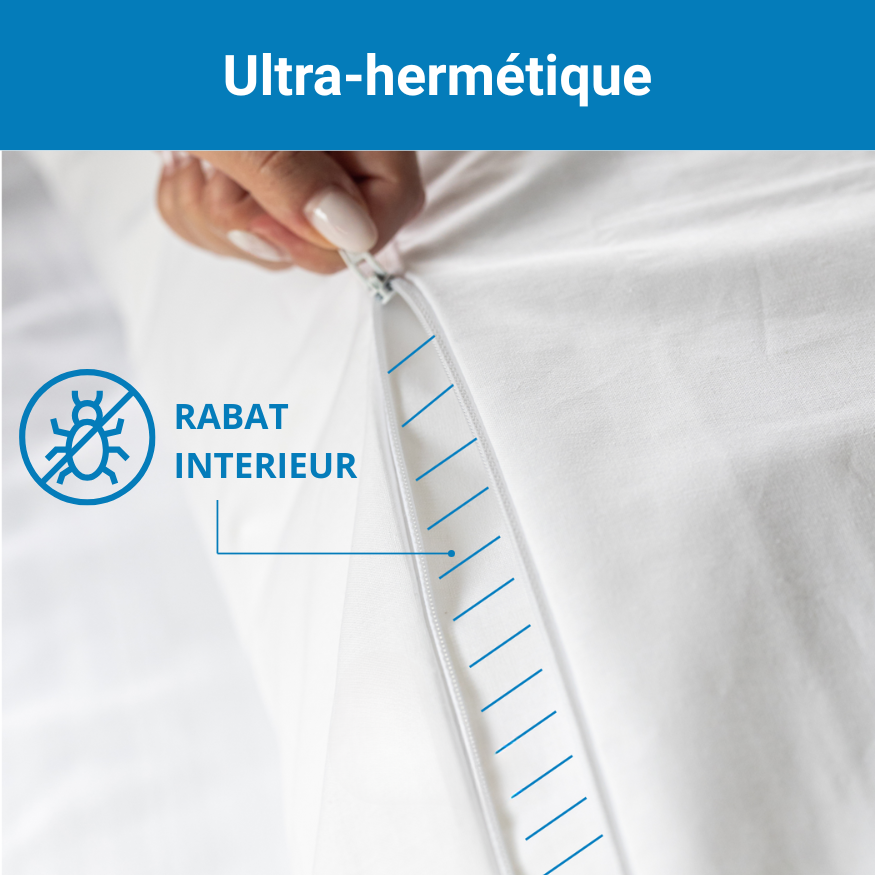 Housse anti acariens avec rabat intérieur, ultra hermétique