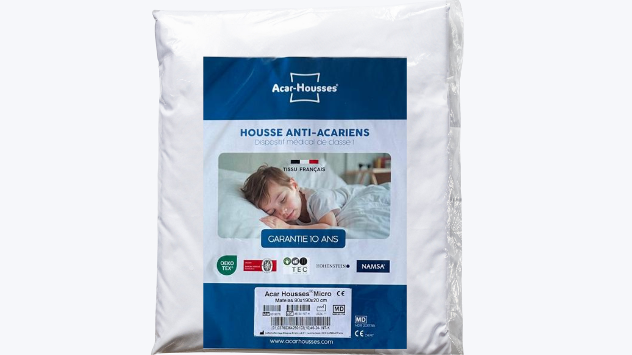 Housse anti acariens Acar-Housses® garantie 10 ans avec packaging