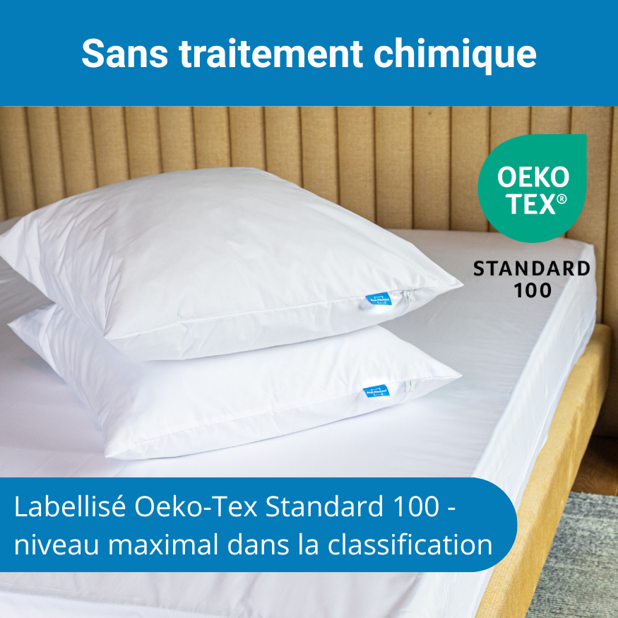 Housse anti acariens sans traitement chimique, pour matelas et oreiller, labellisée oeko-tex standard 100 