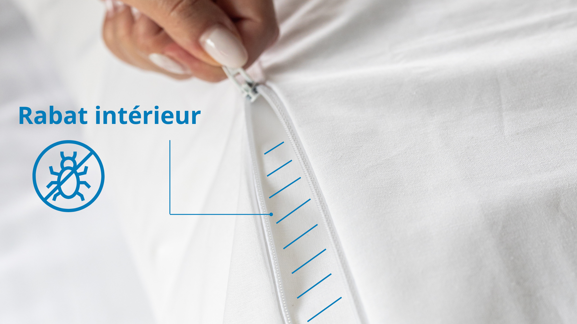 Housse anti-acariens avec rabat intérieur