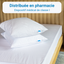 Housse d'oreiller anti-acariens Acar-Housses® blanches installées sur un lit, dispositif médical de classe I distribué en pharmacie