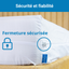 Housse de matelas Acar-Housses® avec fermeture sécurisée, garantissant une protection fiable contre les allergènes et acariens.