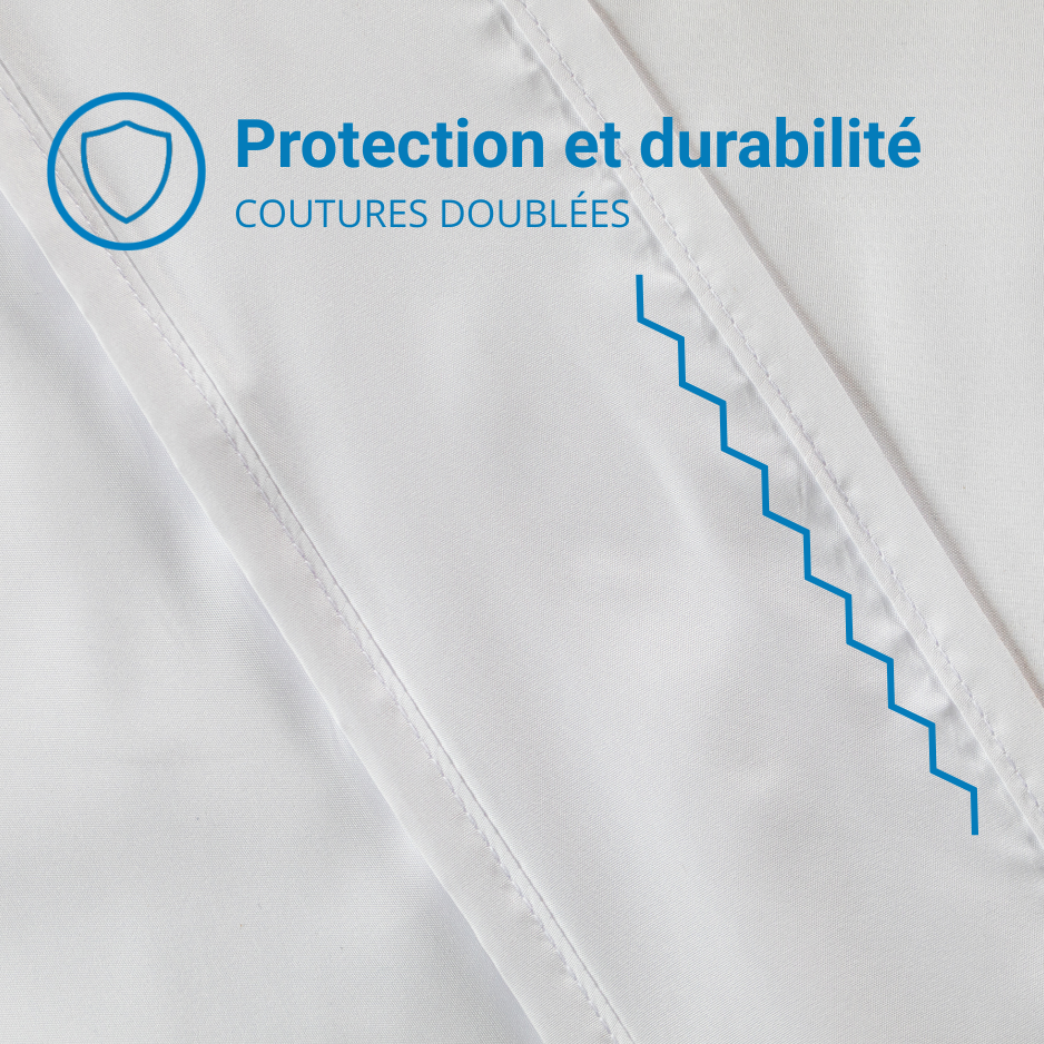 Housse anti acariens avec coutures intérieures doublées : protection et durabilité.