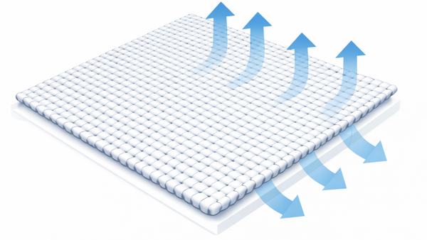 Tissu anti-acariens respirant avec maillage serré permettant la circulation de l’air tout en bloquant les allergènes.