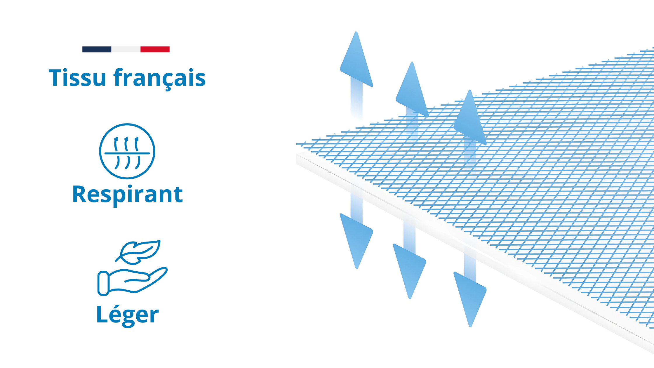 Housse anti-acariens en tissu français, légère et respirante, favorisant un confort de sommeil optimal